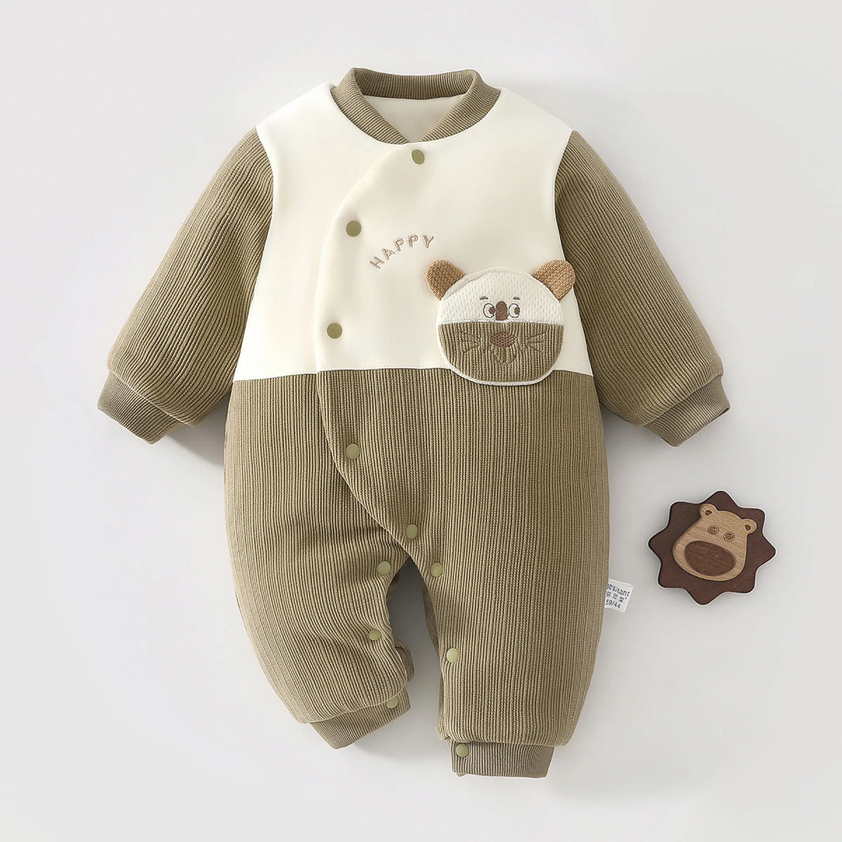 0-18M Baby Jumpsuit Clip Cotton Thick Autumn and Winter Clothes Newborn Warm Pajamas Baby A-level Clothes Crawling Clothes