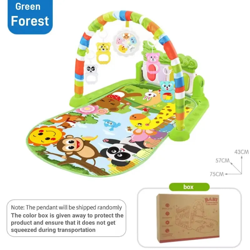 Newborn Baby Fitness Stand Music Play Gym Piano Playmat Sensory