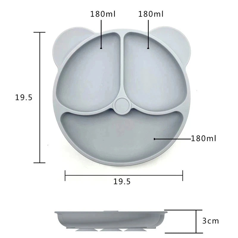 2024New Baby Safe  Silicone Suker Plate Cartoon Children Dishes Feeding Toddler Training Tableware Retro Kids Smile Face Plate