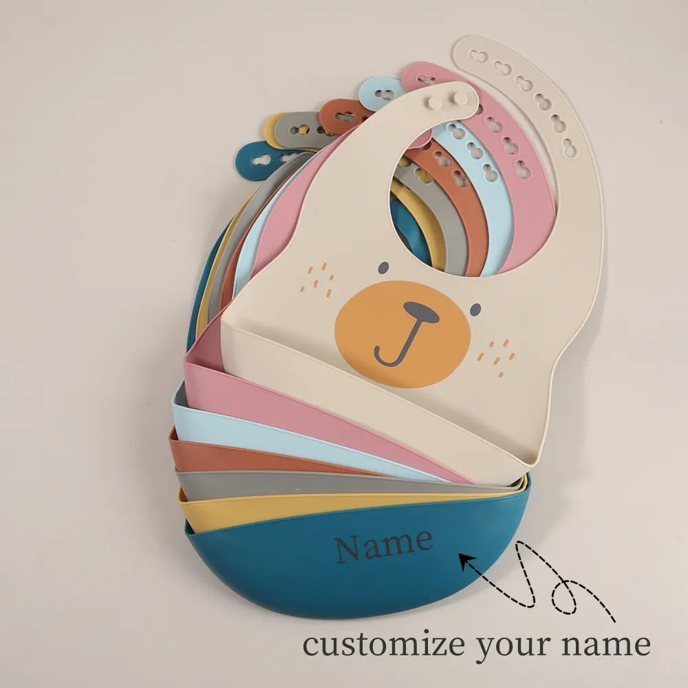 Customize Cartoon Animal Silicone Baby Bib