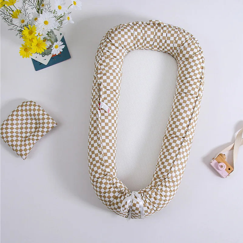 INS Breathable Double-sided Baby Lounger Portable Newborn Cot Bed Nest Travel Crib with Pillow for Infant