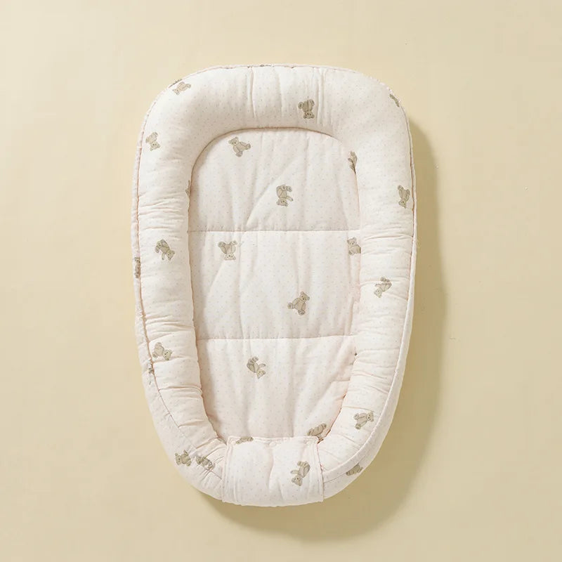 New 95x60cm Baby Nest Bed with Pillow Portable Crib Travel Bed Infant Toddler Cotton Cradle for Newborn Baby Bed Bassinet Bumper