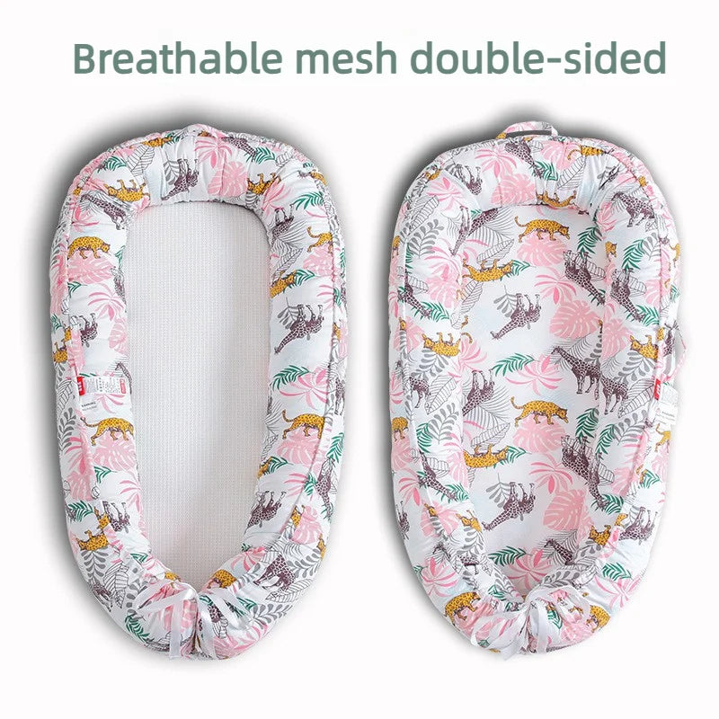 INS Breathable Double-sided Baby Lounger Portable Newborn Cot Bed Nest Travel Crib with Pillow for Infant