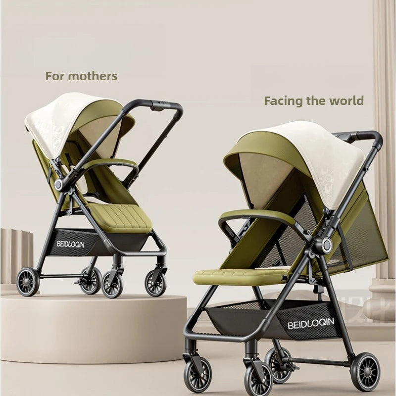 2025 New High-view Baby Stroller Foldable, Can Sit or Lie Two-way Sitting and Lying Function with One-touch Storage