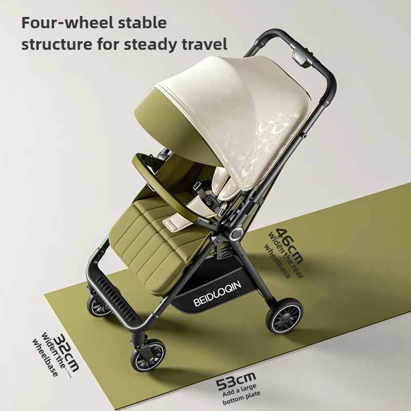 2025 New High-view Baby Stroller Foldable, Can Sit or Lie Two-way Sitting and Lying Function with One-touch Storage