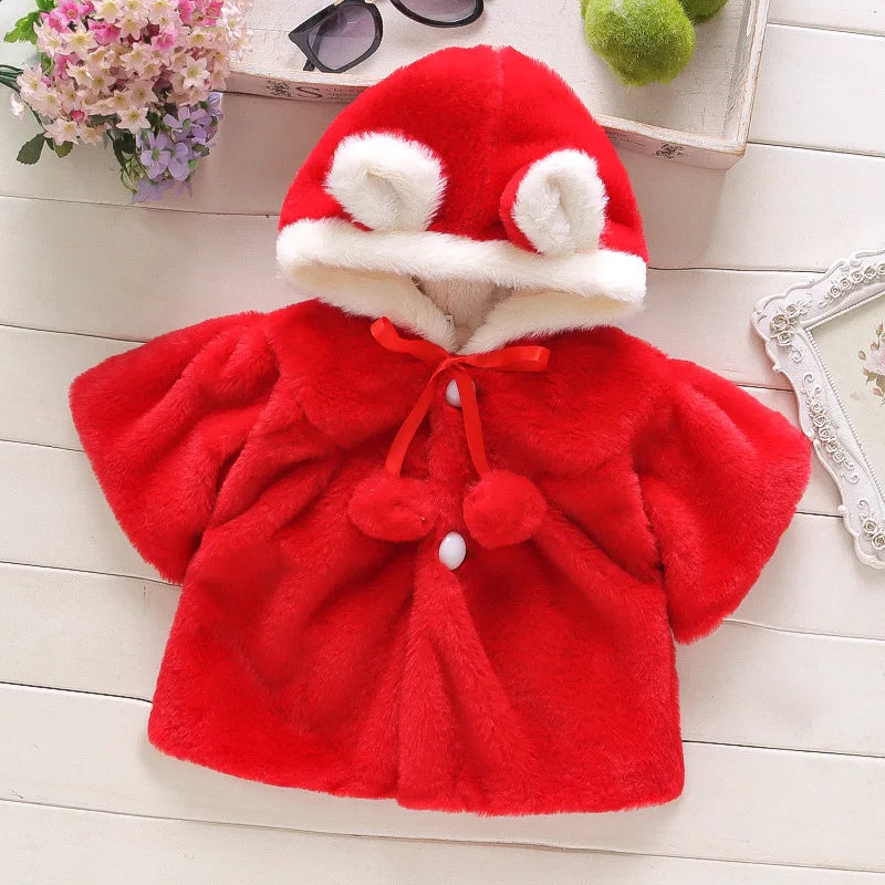 Baby Girls Clothing New Cape Autumn/Winter Wool Sweater Shawl Baby Rabbit Ears Fleece Jacket Cape For Newborn