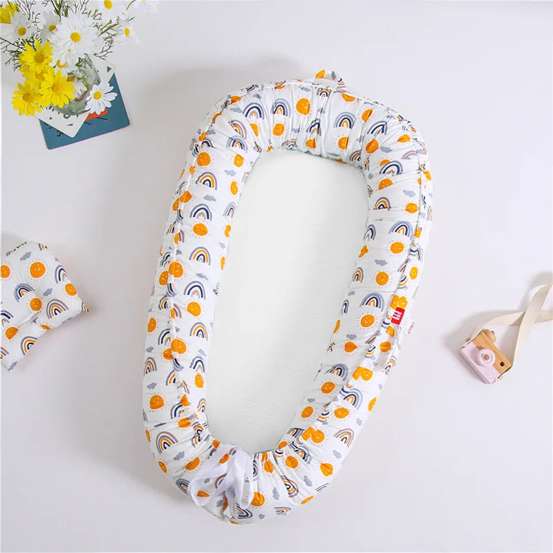 INS Breathable Double-sided Baby Lounger Portable Newborn Cot Bed Nest Travel Crib with Pillow for Infant