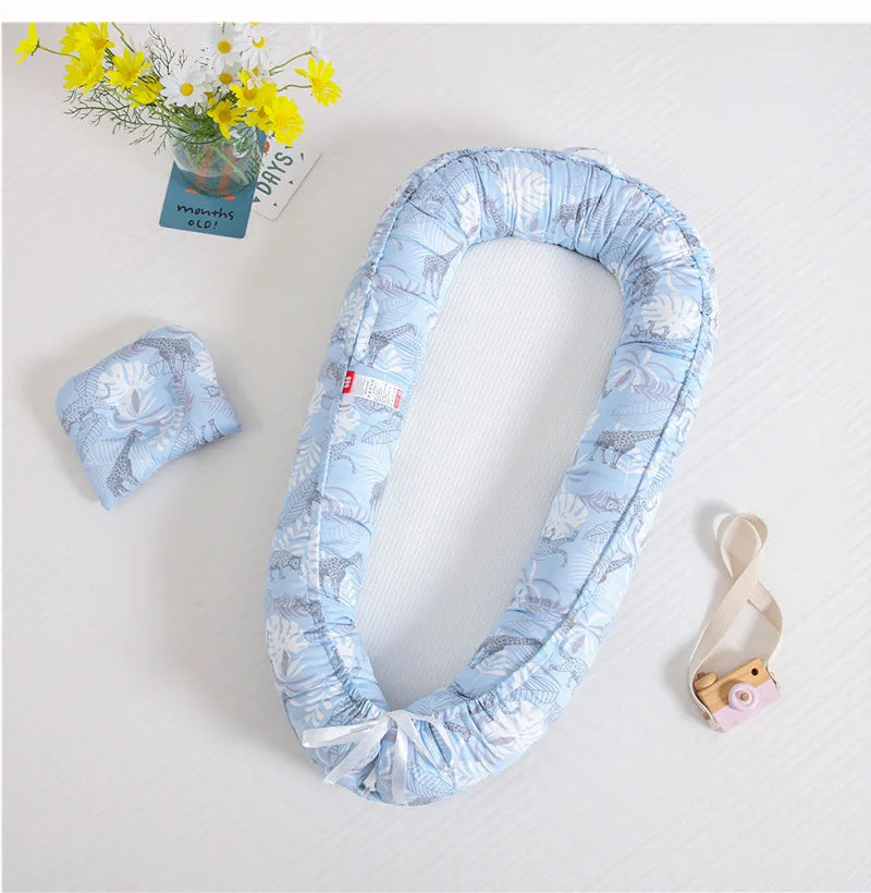INS Breathable Double-sided Baby Lounger Portable Newborn Cot Bed Nest Travel Crib with Pillow for Infant