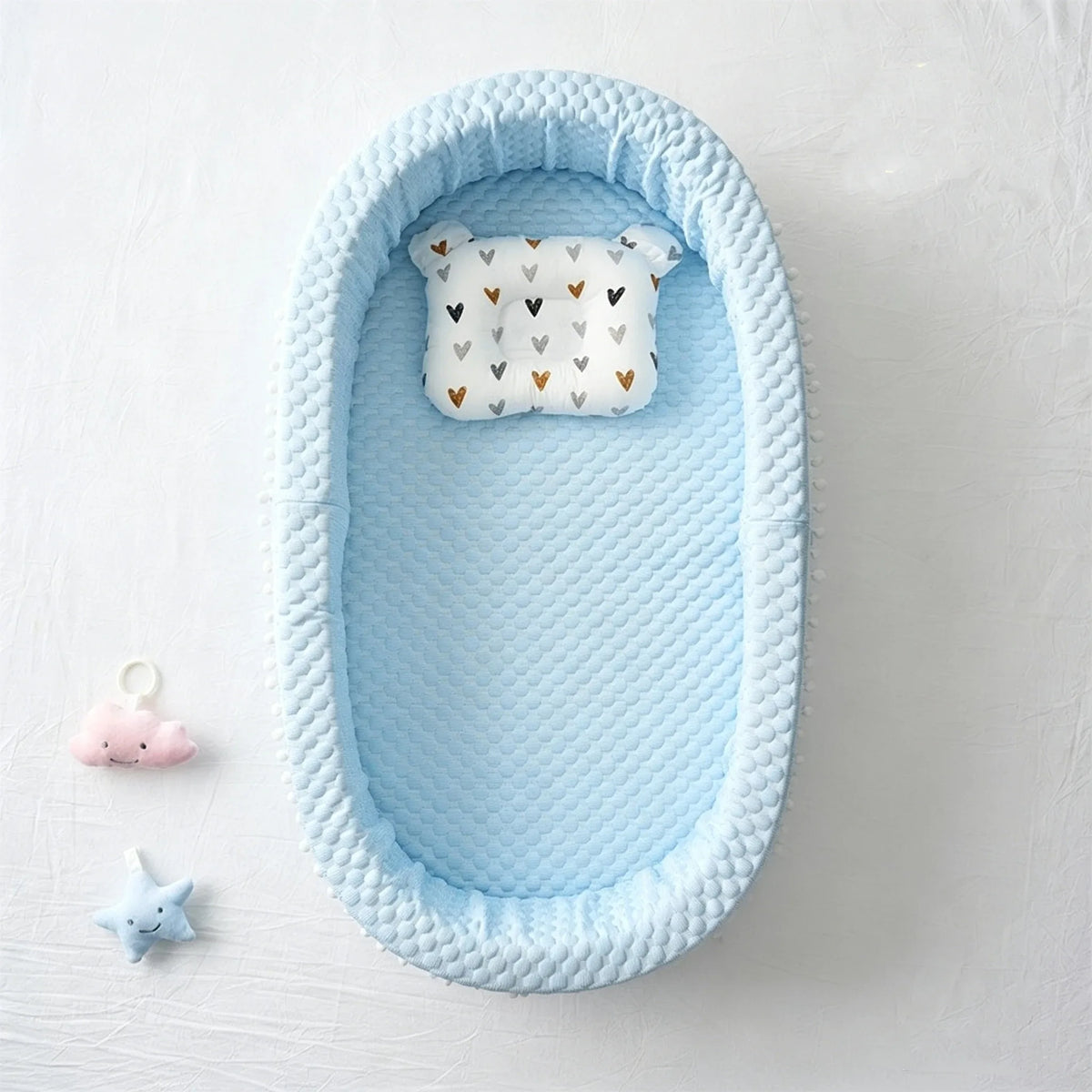 Foldable Portable Baby Nest Bed Newborn Washable Breathable Bionic Lounger Waterproof Mattress with Anti-Flat Head Pillow