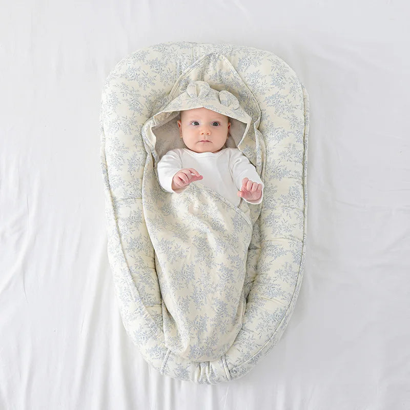 New 95x60cm Baby Nest Bed with Pillow Portable Crib Travel Bed Infant Toddler Cotton Cradle for Newborn Baby Bed Bassinet Bumper