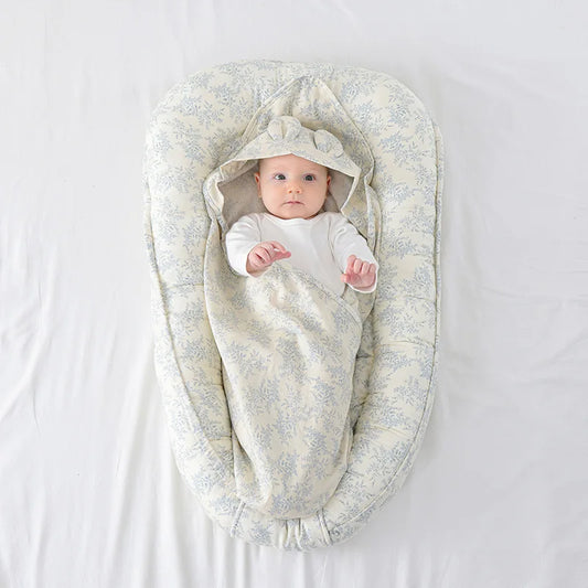 New 95x60cm Baby Nest Bed with Pillow Portable Crib Travel Bed Infant Toddler Cotton Cradle for Newborn Baby Bed Bassinet Bumper