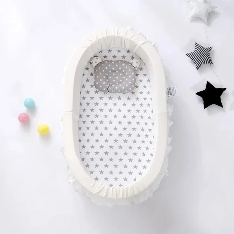 Foldable Portable Baby Nest Bed Newborn Washable Breathable Bionic Lounger Waterproof Mattress with Anti-Flat Head Pillow