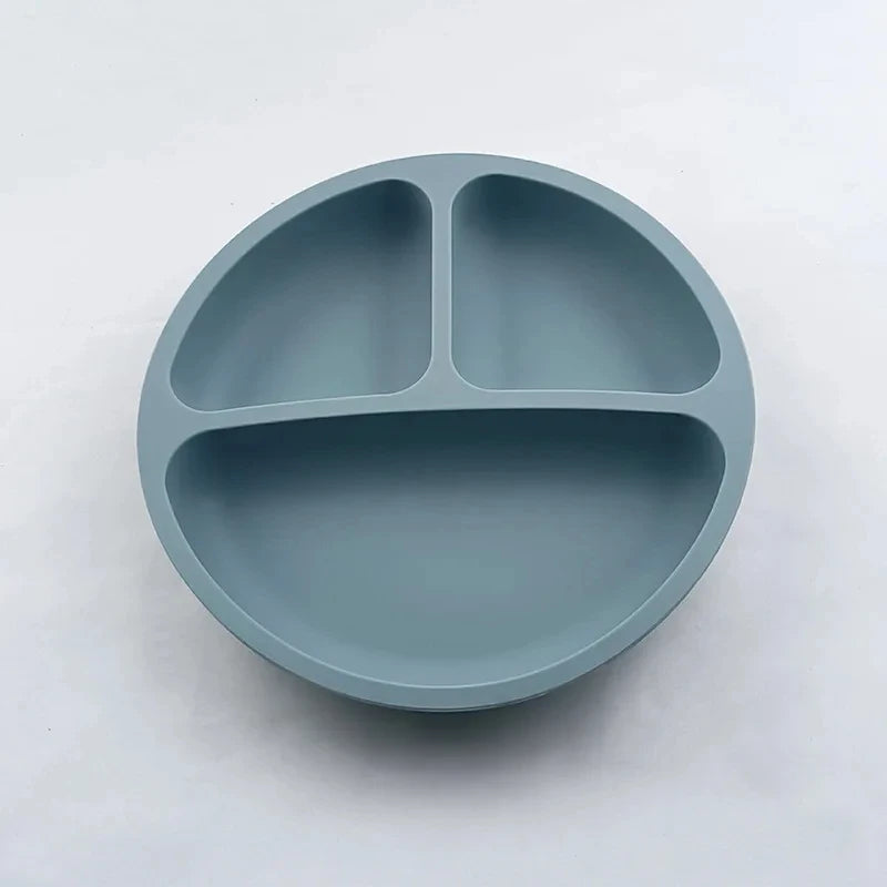 2024New Baby Safe  Silicone Suker Plate Cartoon Children Dishes Feeding Toddler Training Tableware Retro Kids Smile Face Plate