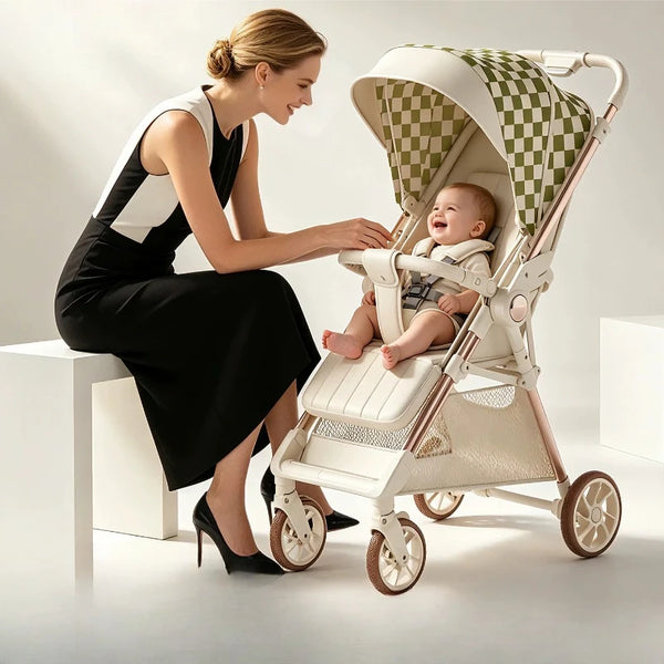 Baby Stroller Can Sit or Lie Ultra-light Stroller Folding Aluminum Alloy Umbrella Car Two-way Push Child Travel Stroller Prams