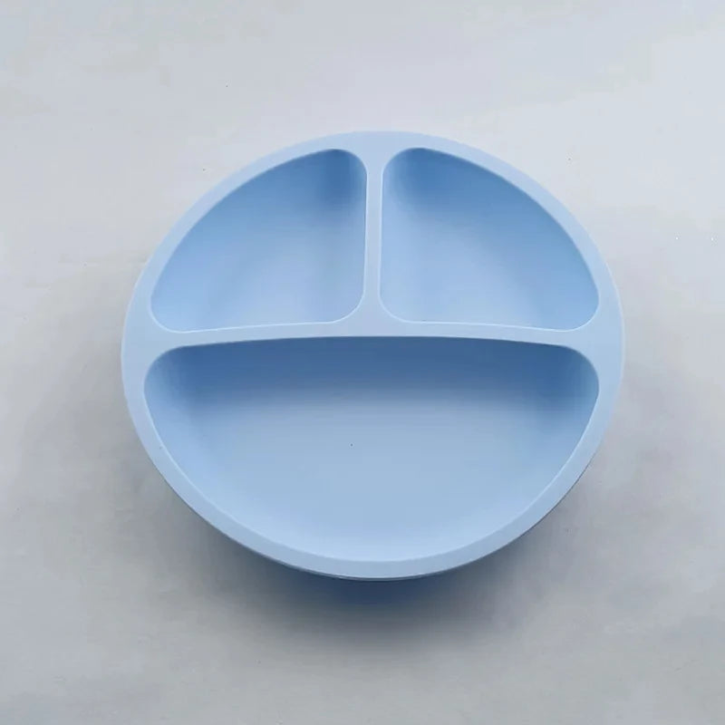 2024New Baby Safe  Silicone Suker Plate Cartoon Children Dishes Feeding Toddler Training Tableware Retro Kids Smile Face Plate