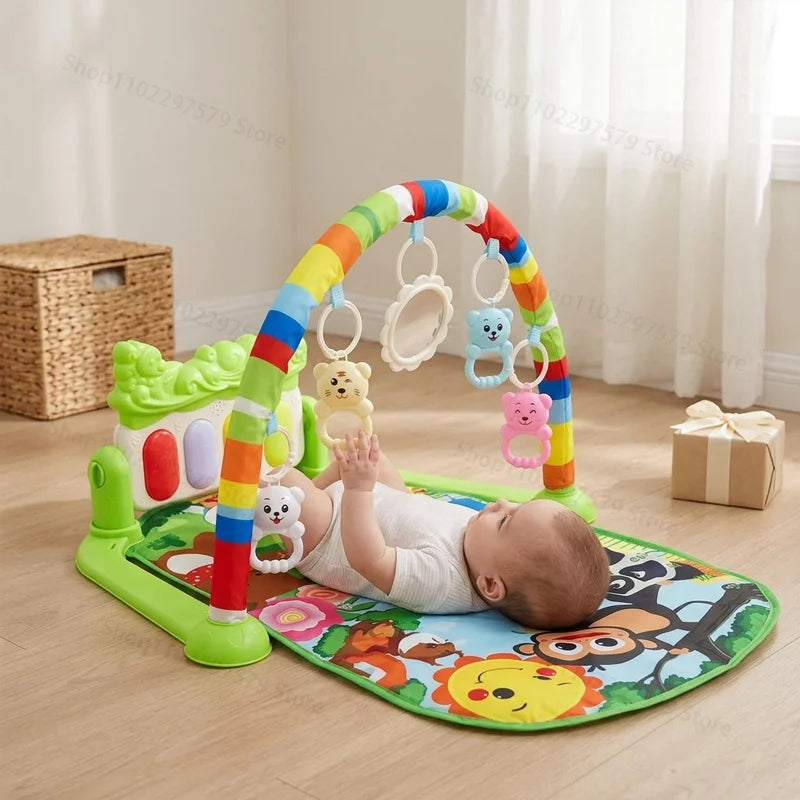 Newborn Baby Fitness Stand Music Play Gym Piano Playmat Sensory