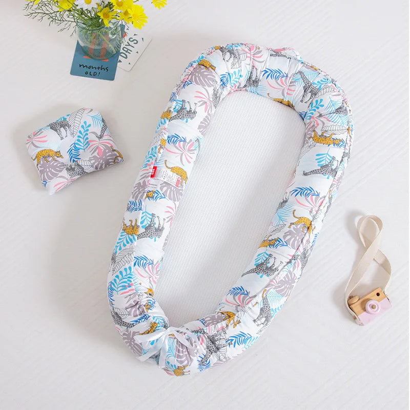 INS Breathable Double-sided Baby Lounger Portable Newborn Cot Bed Nest Travel Crib with Pillow for Infant