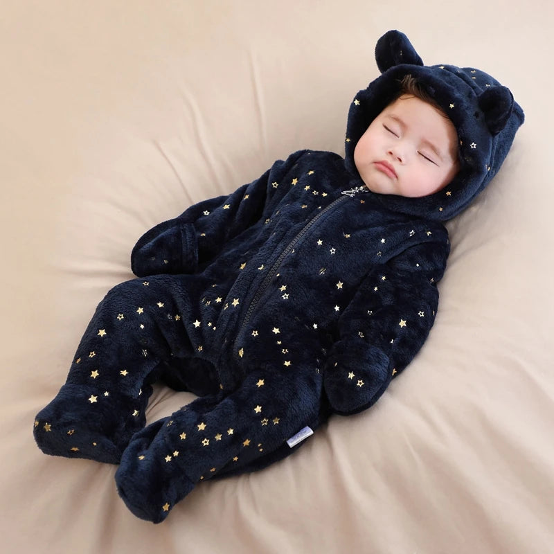 Soft Newborn Baby Clothes Flannel Autumn Winter Baby Boys Girls Jumpsuit Cartoon Newborn Bodysuit Warm Rompers for Babies 0-12M