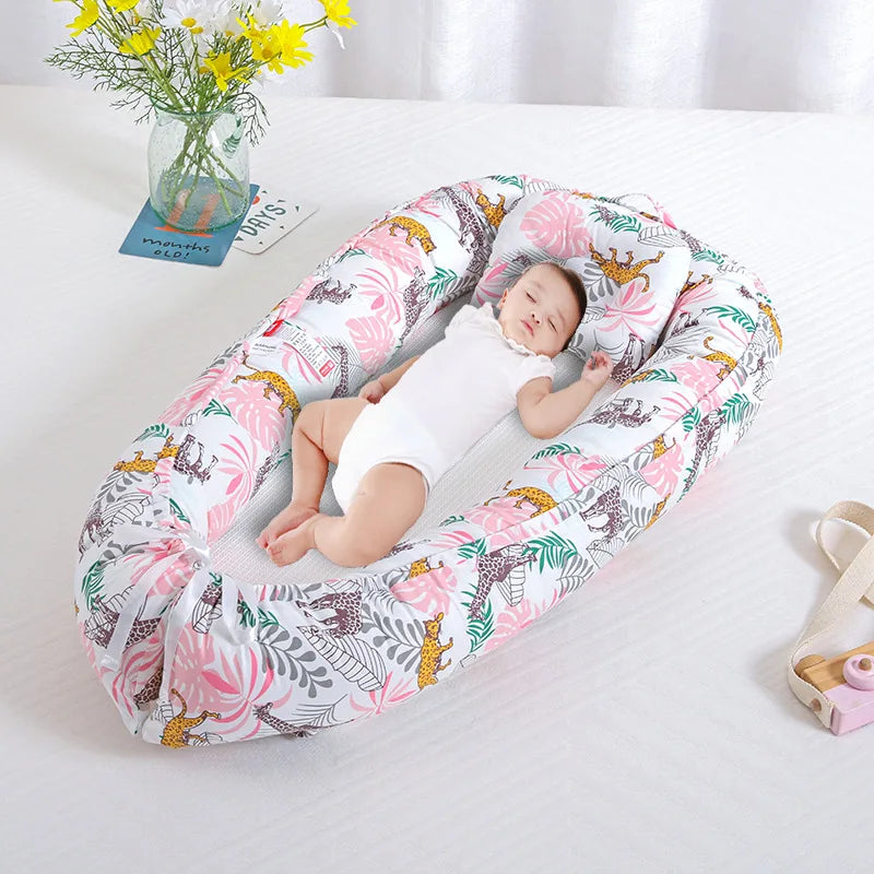 INS Breathable Double-sided Baby Lounger Portable Newborn Cot Bed Nest Travel Crib with Pillow for Infant