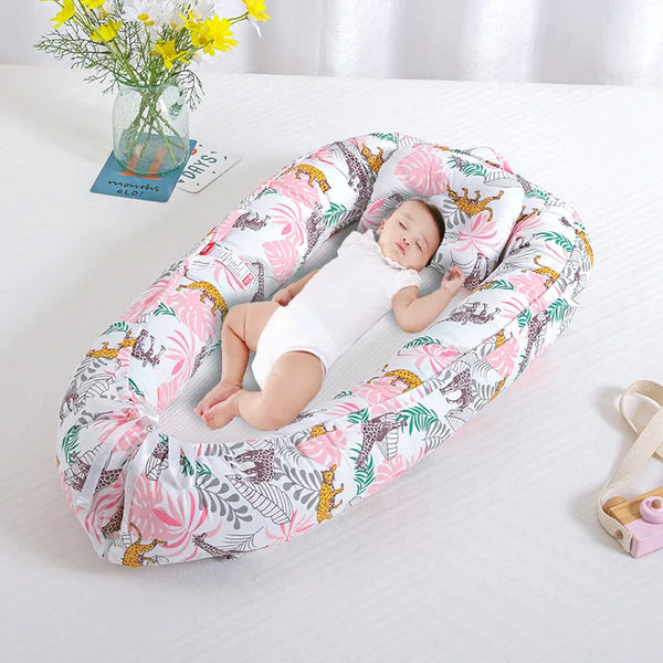INS Breathable Double-sided Baby Lounger Portable Newborn Cot Bed Nest Travel Crib with Pillow for Infant