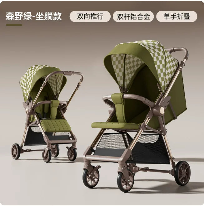 Baby Stroller Can Sit or Lie Ultra-light Stroller Folding Aluminum Alloy Umbrella Car Two-way Push Child Travel Stroller Prams