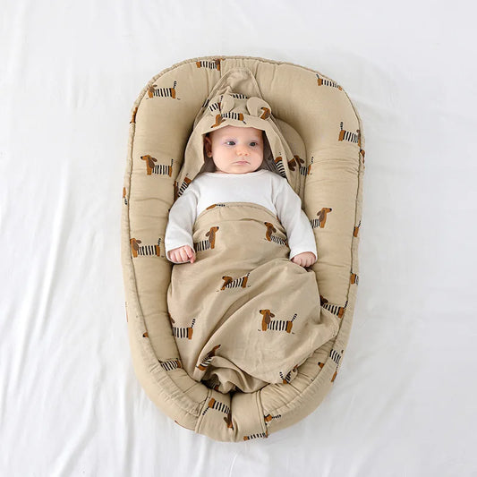 New 95x60cm Baby Nest Bed with Pillow Portable Crib Travel Bed Infant Toddler Cotton Cradle for Newborn Baby Bed Bassinet Bumper