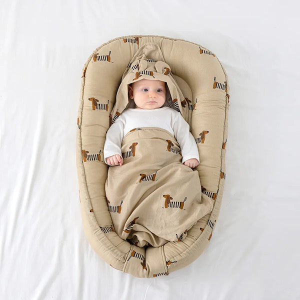 New 95x60cm Baby Nest Bed with Pillow Portable Crib Travel Bed Infant Toddler Cotton Cradle for Newborn Baby Bed Bassinet Bumper