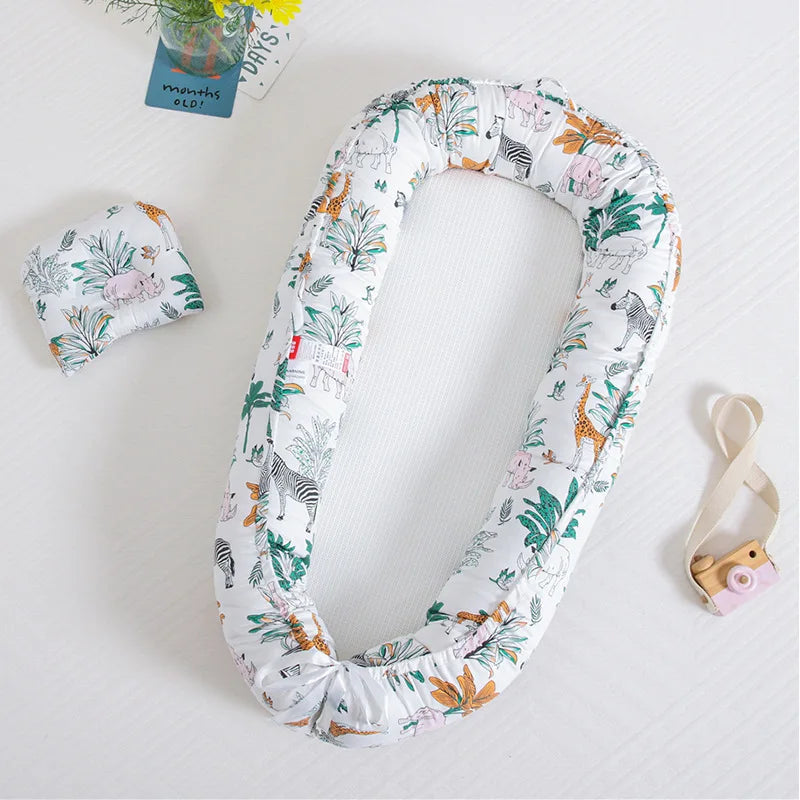 INS Breathable Double-sided Baby Lounger Portable Newborn Cot Bed Nest Travel Crib with Pillow for Infant