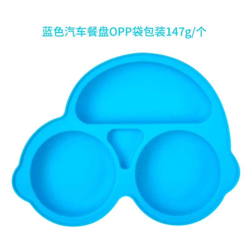 2024New Baby Safe  Silicone Suker Plate Cartoon Children Dishes Feeding Toddler Training Tableware Retro Kids Smile Face Plate