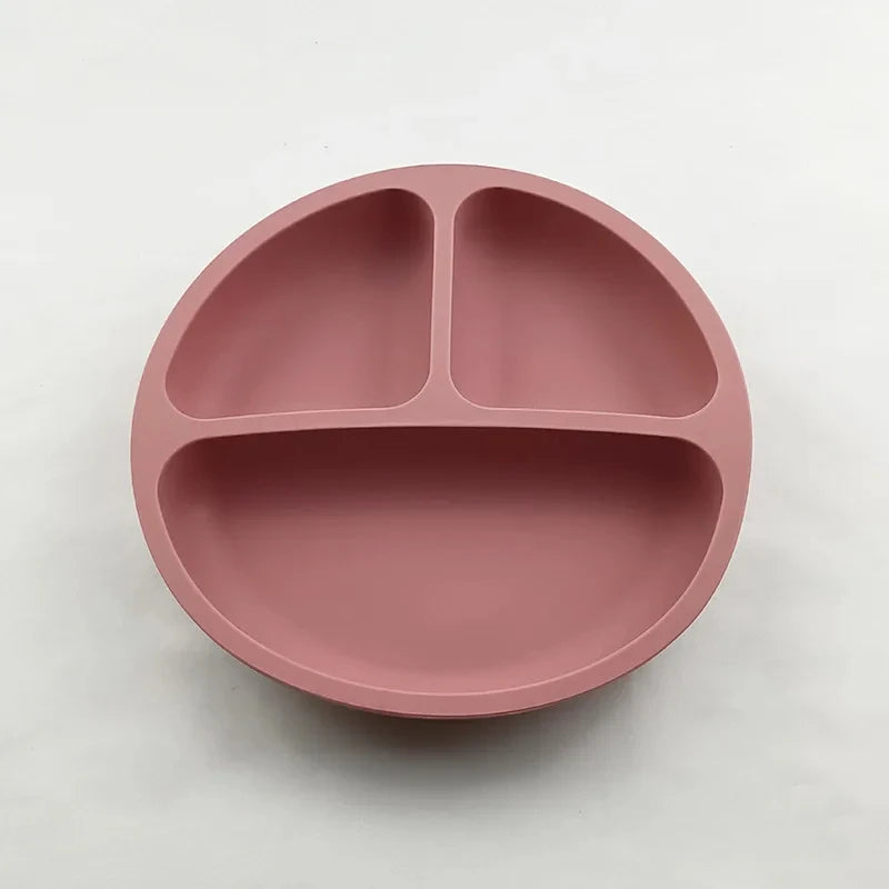 2024New Baby Safe  Silicone Suker Plate Cartoon Children Dishes Feeding Toddler Training Tableware Retro Kids Smile Face Plate