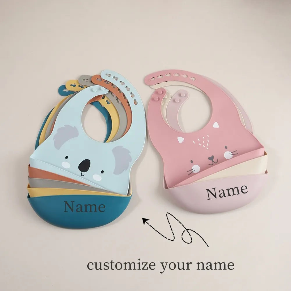 Customize Cartoon Animal Silicone Baby Bib