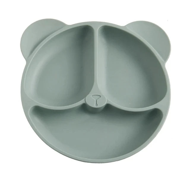 2024New Baby Safe  Silicone Suker Plate Cartoon Children Dishes Feeding Toddler Training Tableware Retro Kids Smile Face Plate
