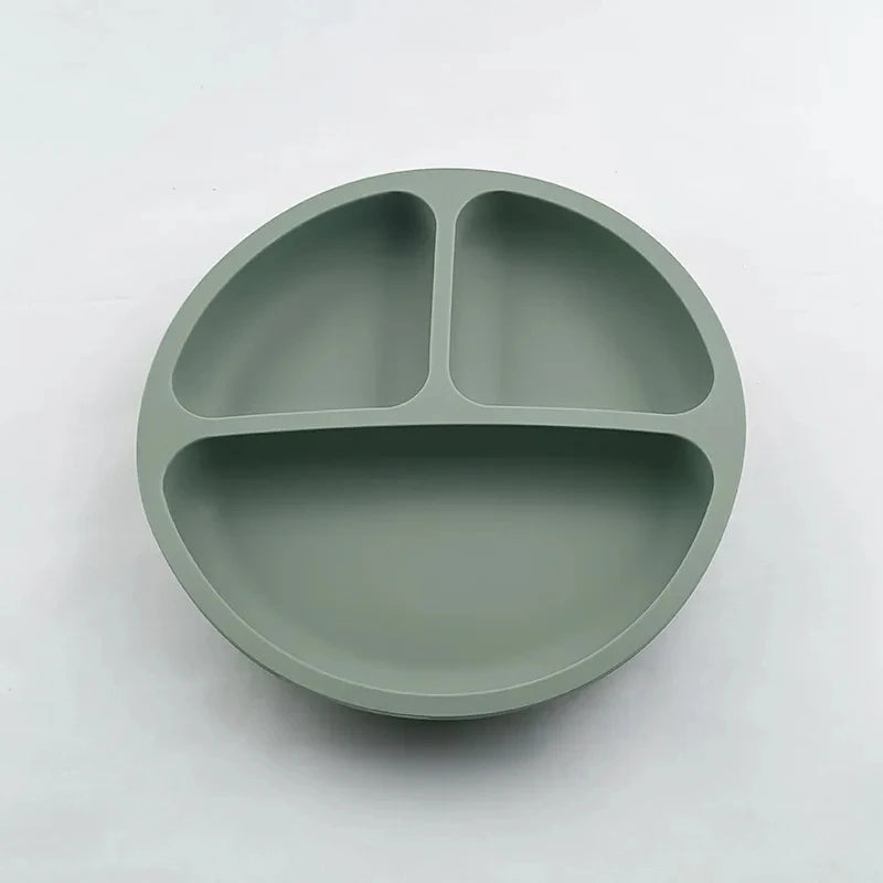 2024New Baby Safe  Silicone Suker Plate Cartoon Children Dishes Feeding Toddler Training Tableware Retro Kids Smile Face Plate