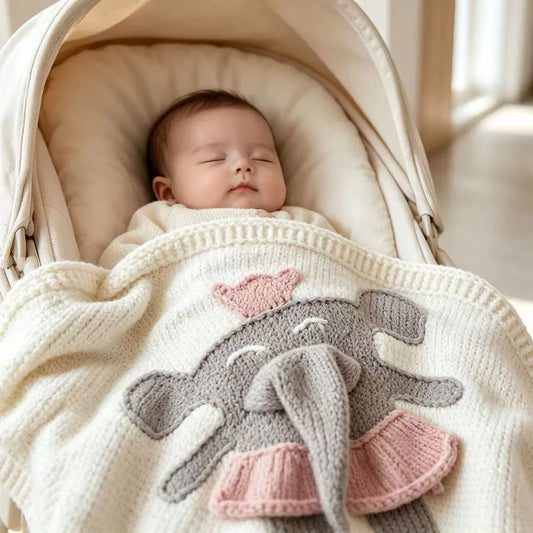 Handmade Elephant Baby Blanket 80x80cm Soft Knitted Nursery Blanket for Newborn Stroller Crib Baby Shower Gift