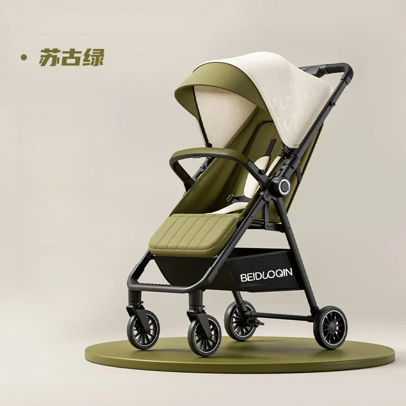2025 New High-view Baby Stroller Foldable, Can Sit or Lie Two-way Sitting and Lying Function with One-touch Storage