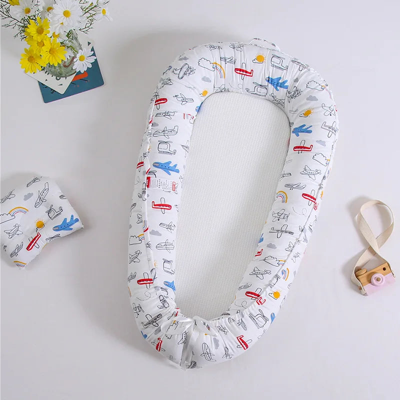 INS Breathable Double-sided Baby Lounger Portable Newborn Cot Bed Nest Travel Crib with Pillow for Infant