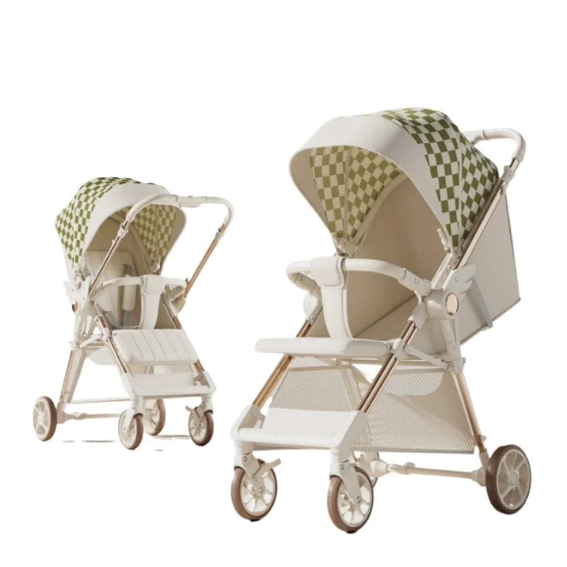 Baby Stroller Can Sit or Lie Ultra-light Stroller Folding Aluminum Alloy Umbrella Car Two-way Push Child Travel Stroller Prams
