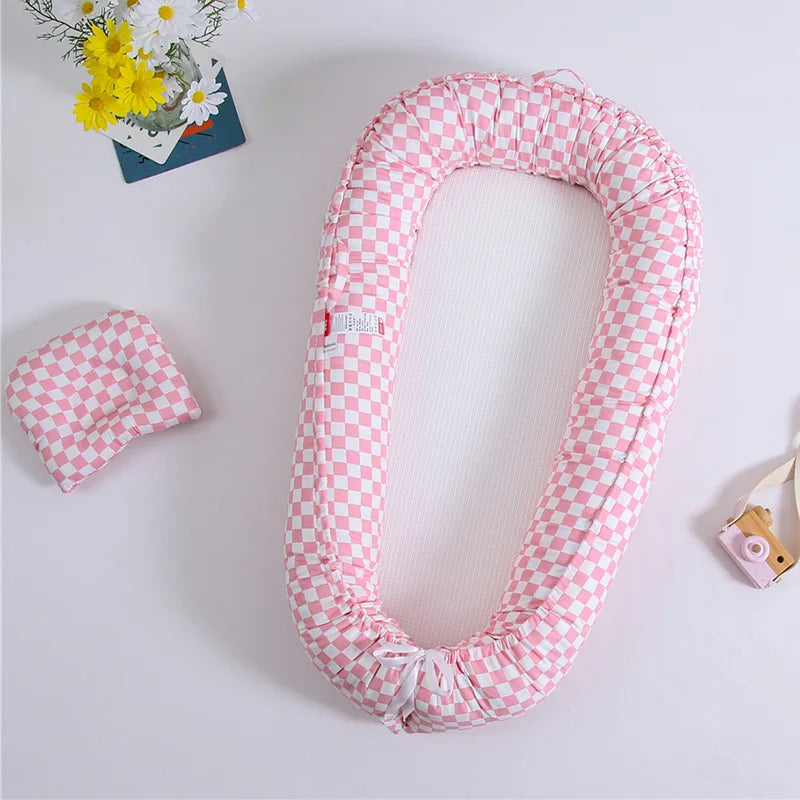 INS Breathable Double-sided Baby Lounger Portable Newborn Cot Bed Nest Travel Crib with Pillow for Infant