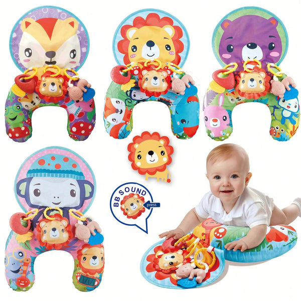 Baby Tummy Time Pillow with Rattle Toys