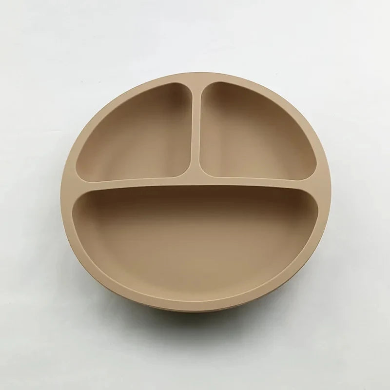 2024New Baby Safe  Silicone Suker Plate Cartoon Children Dishes Feeding Toddler Training Tableware Retro Kids Smile Face Plate
