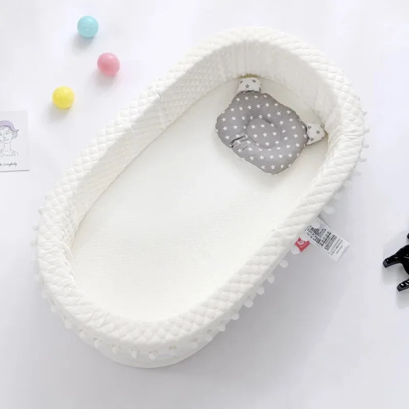 Foldable Portable Baby Nest Bed Newborn Washable Breathable Bionic Lounger Waterproof Mattress with Anti-Flat Head Pillow