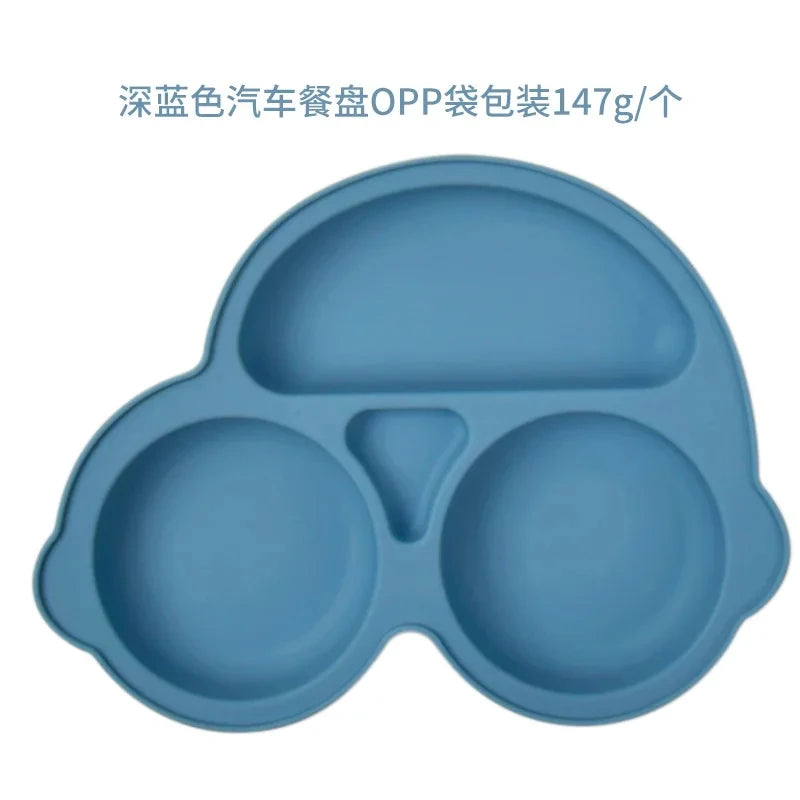 2024New Baby Safe  Silicone Suker Plate Cartoon Children Dishes Feeding Toddler Training Tableware Retro Kids Smile Face Plate