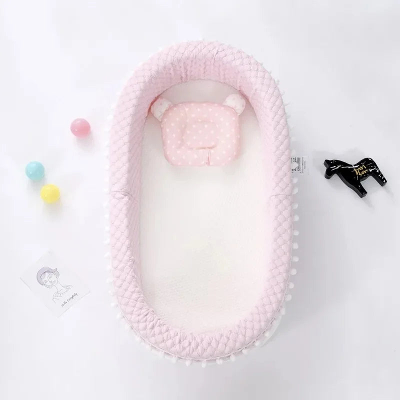 Foldable Portable Baby Nest Bed Newborn Washable Breathable Bionic Lounger Waterproof Mattress with Anti-Flat Head Pillow