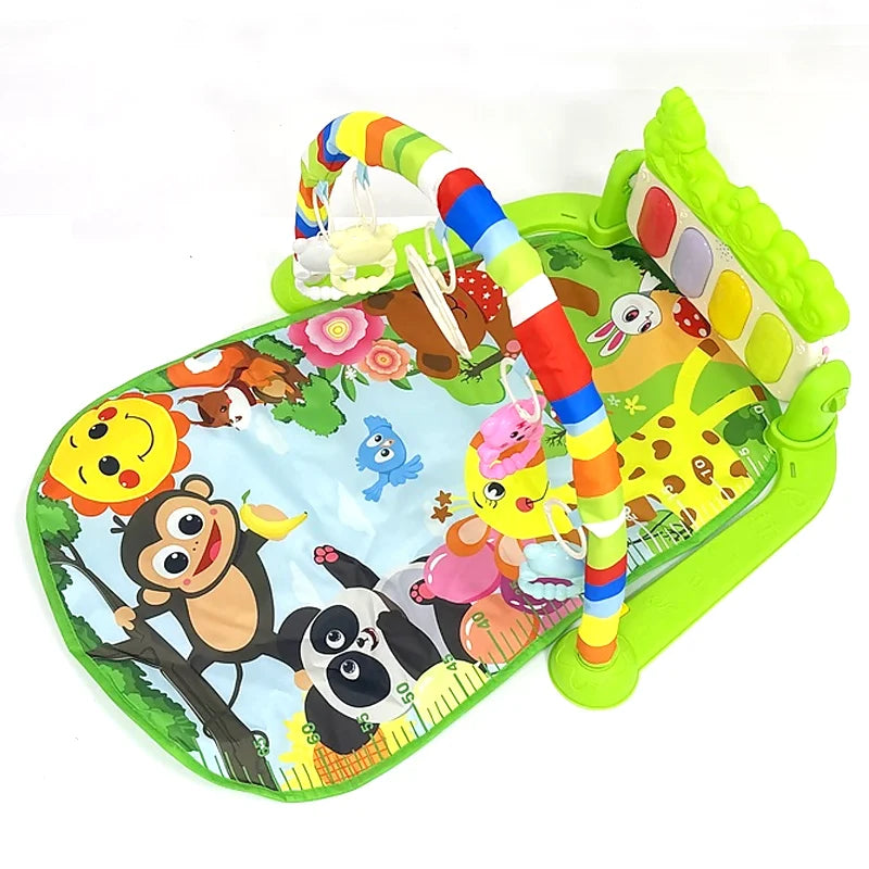 Newborn Baby Fitness Stand Music Play Gym Piano Playmat Sensory