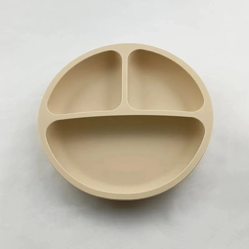 2024New Baby Safe  Silicone Suker Plate Cartoon Children Dishes Feeding Toddler Training Tableware Retro Kids Smile Face Plate