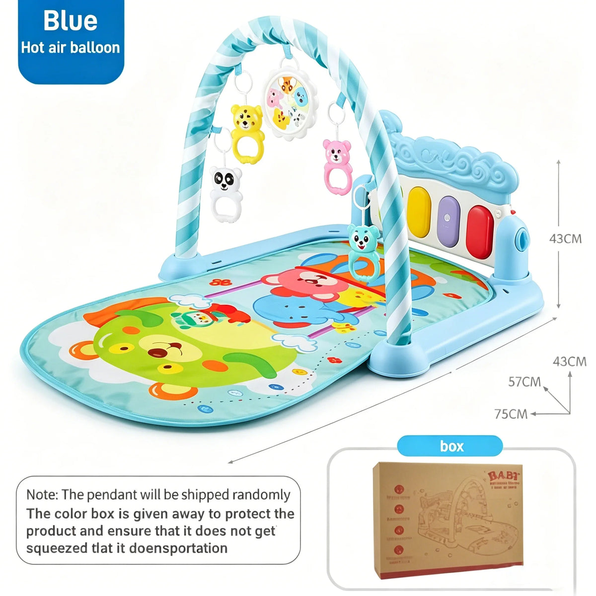 Newborn Baby Fitness Stand Music Play Gym Piano Playmat Sensory