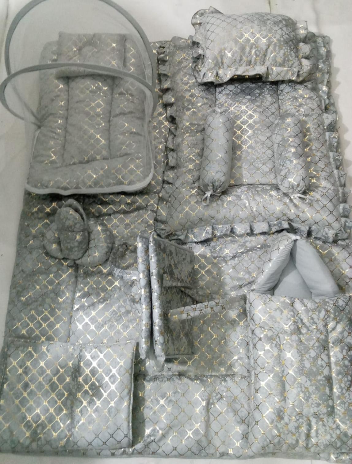Luxury 12-Piece Velvet Baby Bedding Set with Mosquito Net & Travel Bag – Royal Design