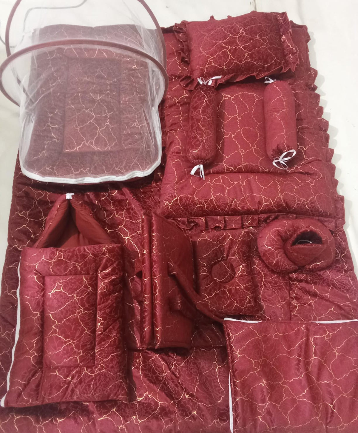 Luxury 12-Piece Velvet Baby Bedding Set with Mosquito Net & Travel Bag – Royal Design