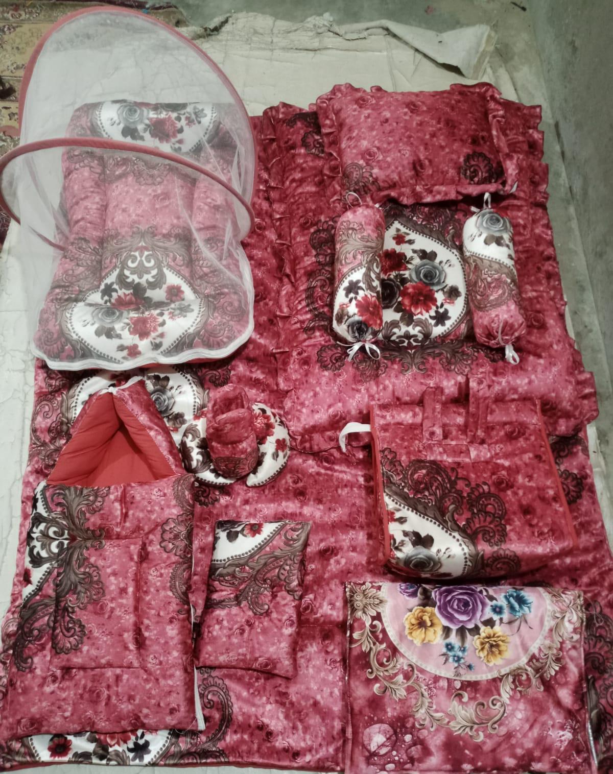Luxury 12-Piece Velvet Baby Bedding Set with Mosquito Net & Travel Bag – Royal Design