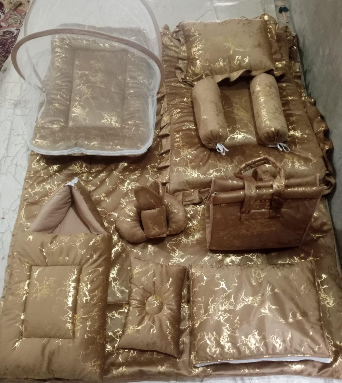 Luxury 12-Piece Velvet Baby Bedding Set with Mosquito Net & Travel Bag – Royal Design
